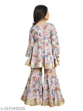Limited Edition Nivudi Alia Cut Top with Sharara Dupatta Set, traditional ethnic wear for kids, kora muslin fabric, vibrant colors, festive occasion, India