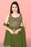 Designer Georgette embroidered Kurta with Dupatta and bottomwear, sleeveless, ready-to-wear, S(36), M(38), L(40), XL(42), XXL(44). Indian handcrafted fashion
