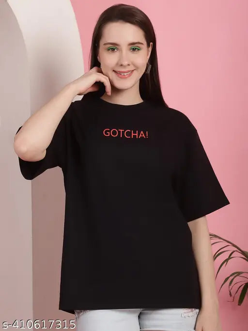 Graphic printed cotton oversize t-shirt for women, short sleeves, vibrant print on a neutral background