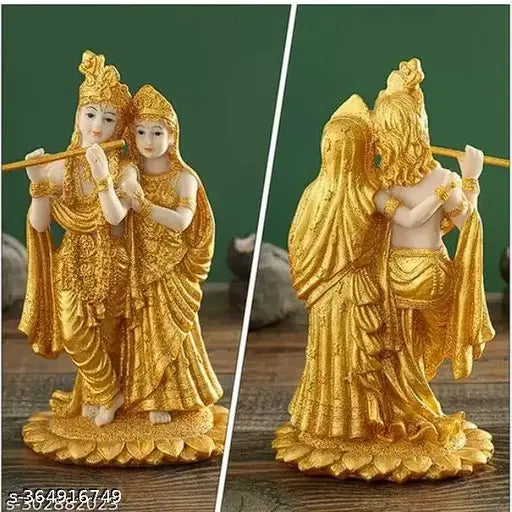 Multicolor polyresin radha krishna idol showpiece (11cm x 8cm x 19cm), perfect for home decor or puja items