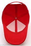Red cotton baseball cap with transparent analog dial, strong silicon strap - stylish combo for men and boys on display