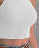 Solid ribbed crop tank top (black and white), pack of 2 for women and girls, made from cotton