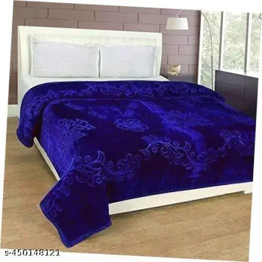 Blue floral double mink polyester blanket for heavy winter, perfect for chilly nights
