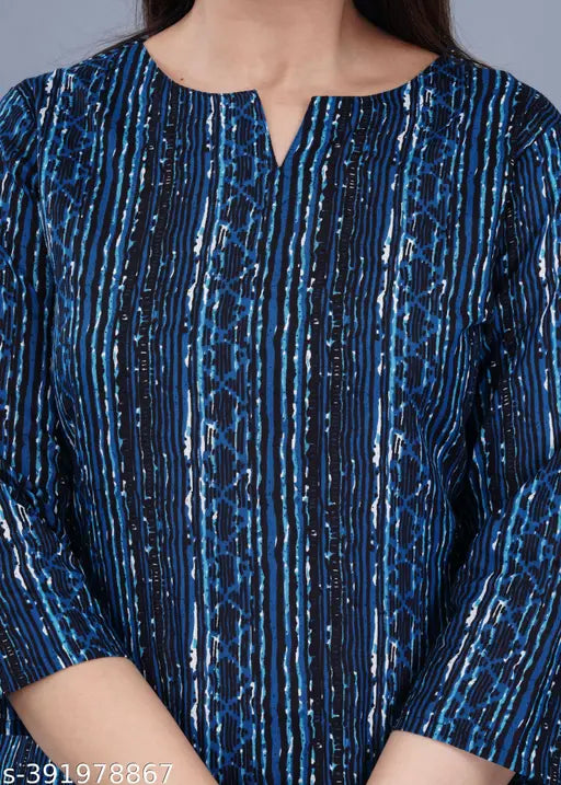 Blue cotton pyjamas with animesh print, ideal for work-from-home or rest, India origin