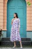 Pink Georgette Printed Long Kurta with Three-Quarter Sleeves, Indian Ethnic Fashion for Women
