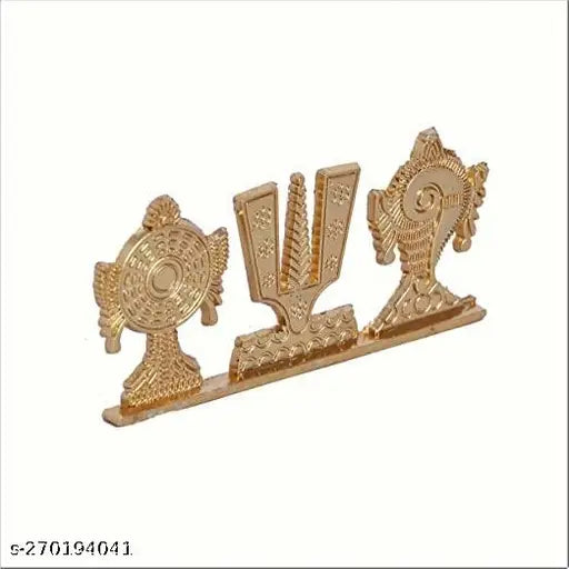 Brass Shri Tirupati Balaji Shankh Chakra Namam Showpiece, small, Indian decor for home temple