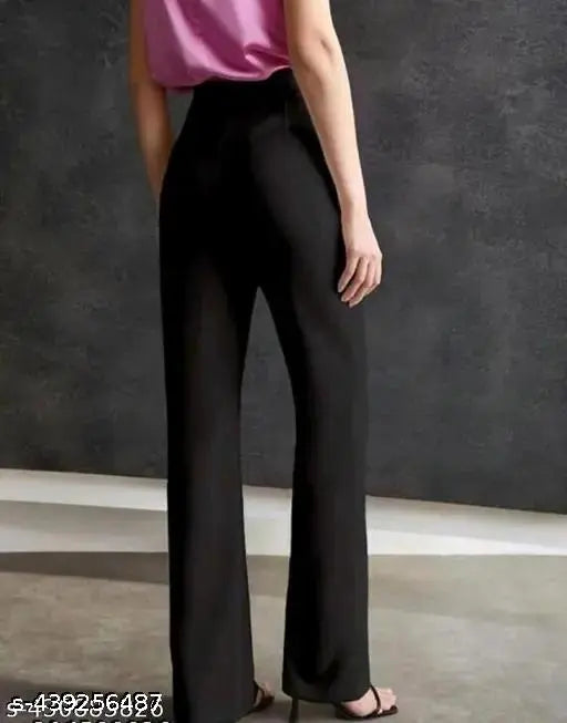 Black polyester trousers for women, modern and comfy, perfect fitting S-XXL
