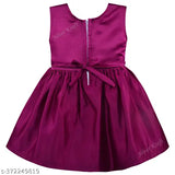 Purple satin kraft girls wine frock dress, embellished net, sleeveless, India origin