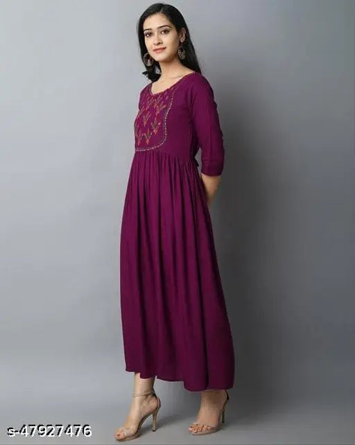 Women's Embroidered Rayon Flared Anarkali Kurta in sizes S-XXXXL - Elegant Indian fashion for women & girls, intricately embroidered