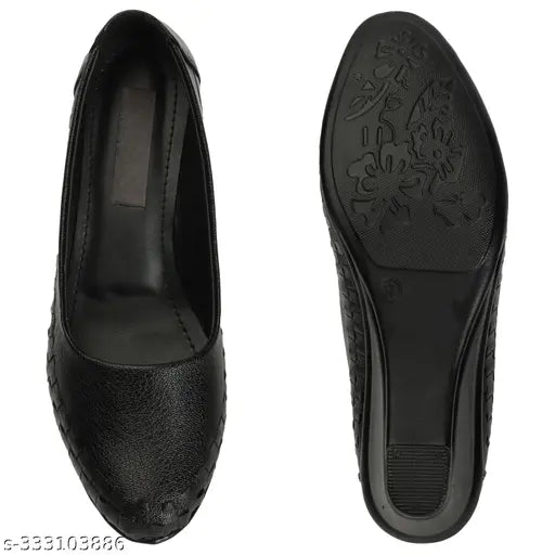 Textured synthetic T47-Black ballerinas, modern women's shoe design offering style and comfort under ₹1500, closed back detail