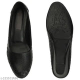 Textured synthetic T47-Black ballerinas, modern women's shoe design offering style and comfort under ₹1500, closed back detail
