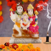 Marble-look Shiv Parivar Murti, Indian Hindu religious idol (6 inch)