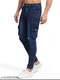 Blue denim 6-pocket jeans, dyed/washed style, size 28 (waist 28in, length 39in, hip 34in), made in India