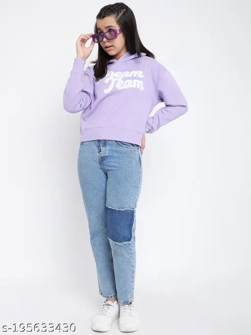 Purple cotton blend kids' hoodie with lil tomatoes print, extra comfort and fleece material for 7-8 year olds