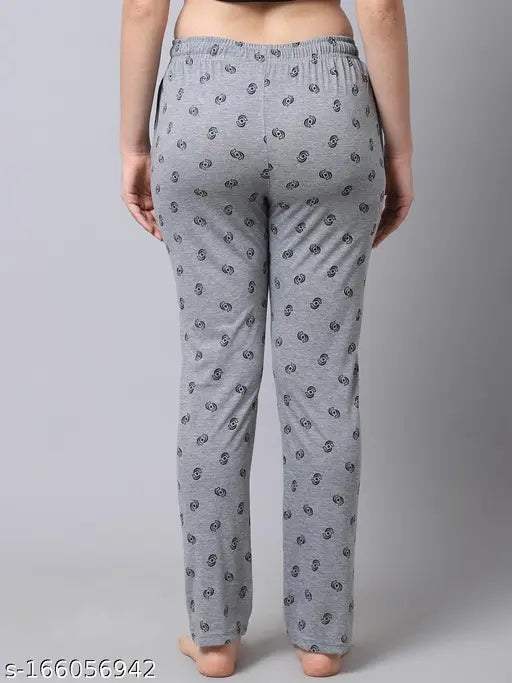 Shararat women's maxi length poly cotton knitted pyjama bottoms, handcrafted with two side pockets and elasticated waist, India