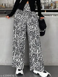 White cotton lycra printed net palazzo trousers for women, popular fashion choice