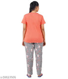 Cotton printed women's top & pyjama set with short sleeves, Indian-made sleepwear set for ladies in sizes S, M, L, XL