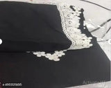 Black rayon kurta and pant set for women, traditional Pakistani style with three-quarter sleeves