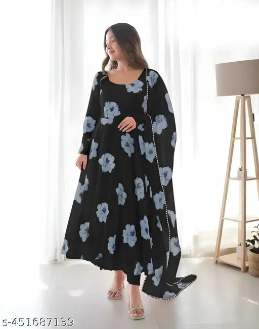 Georgette designer anarkali gown with dupatta, Indian festival wear for women