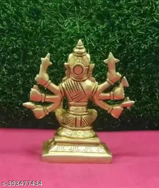 Brass Varahi Amman 8-handed god idol, intricate detailing, small size, Indian craftsmanship