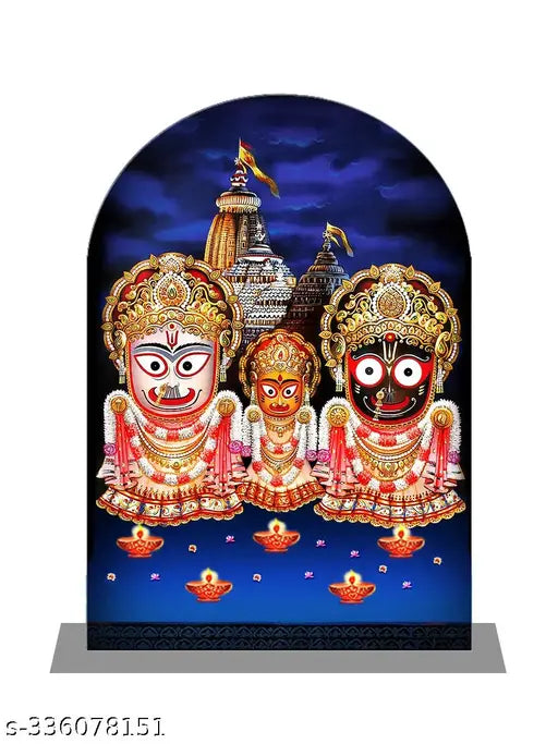 Multicolor acrylic Jagannath Idol, 8cm round murti for car, home decor, or gift
