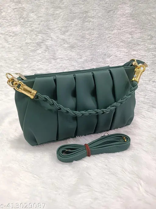 Trending solid PU cross body sling bag, India-made, 3 compartments, free size (11x5x7 inches)