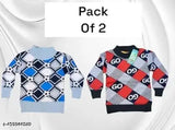 Woolen kids sweaters pack of 2, colorblocked designs in various sizes