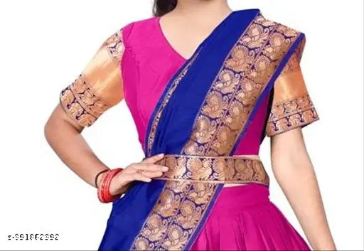 Art Silk South Indian Princess Stylus Lehenga Choli for Girls, featuring floral stitch and Zari print. Unstitched with litchi silk filling