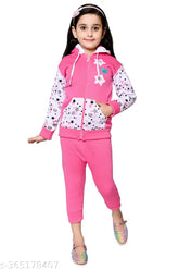 Wool printed net hoodie and sweatpants for girls, perfect for chilly seasons