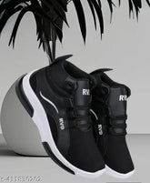 Black mesh kids' casual shoes with lace-up fastening, memory foam insole for comfort, printed net pattern. Ideal for boys aged 5-6 years to 11-12 years. Easy to wash. Made in India