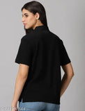 Cotton solid-colored polo t-shirt for women and girls, short sleeves in various sizes (S, L, XL), made in India