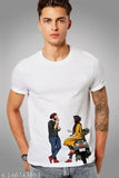 White polyester Masa Trends t-shirt, short sleeves, printed design, premium quality, export grade, 160 GSM fabric