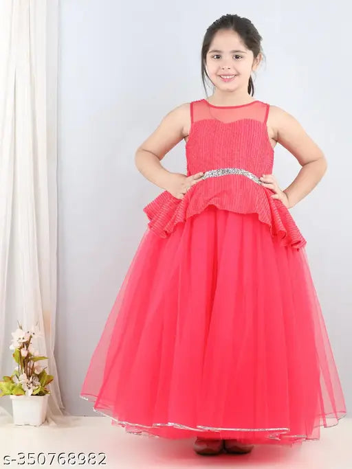 Toy Balloon kids Coral pepluam stylish bodice full length girls party wear  dress