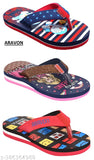 Printed net EVA slippers for kids, three pairs featuring designs for boys and girls in various sizes