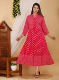 Extra-large Jaipuri cotton Anarkali kurta with jacket, rayon three-quarter sleeves, printed, Leela Emporium