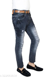 Denim Galata Collection jeans for boy's kid, solid pattern, Indian origin (size 24 or 26 waist 24in/26in, length 42in)