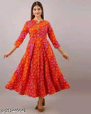Rayon Anarkali Kurti, Jaipuri Badhani print, three-quarter sleeves, M-XXXL sizes
