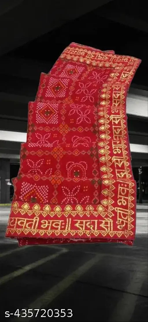 Green georgette Bandhani saree with printed net pattern, ideal for parties and festive wear