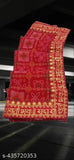 Green georgette Bandhani saree with printed net pattern, ideal for parties and festive wear