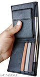 Men's genuine leather faux wallet, black, 5 compartments