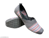 Grey canvas women's athleisure ballerinas slip-ons for daily use, stylish active wear shoe on flat surface