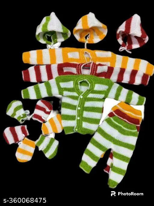 Wool winter wear combo set for newborn babies, Sardio k kapde in 0-3 months, solid pattern