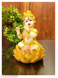 Polyresin Krishna Idol for Home Decor - Handcrafted Indian statue (7cm L x 12.5cm H)