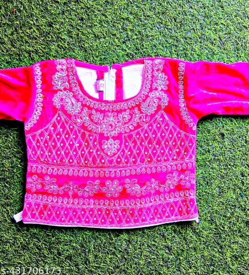 Velvet kids' party wear lahenga choli, embroidered and full stitched for special occasions, India