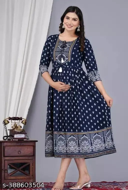 Rayon Anarkali kurti set, three-quarter sleeves, printed combo, size S-XXXXL, traditional Indian wear for women