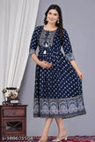 Rayon Anarkali kurti set, three-quarter sleeves, printed combo, size S-XXXXL, traditional Indian wear for women