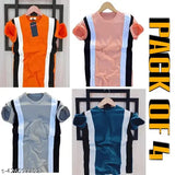 Nylon 3Patti round neck short sleeve striped t-shirts pack of 4 - Indian fashion for trendy wardrobe update