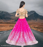 Net semi-stitched embroidery lehenga choli & dupatta set in heavy net with satin inner, suitable for ceremonies & festivals. Un-stitched blouse piece provided (0.85 mtr cut), comes in sizes 9-14 years, dry clean only. Striped pattern, Indian origin