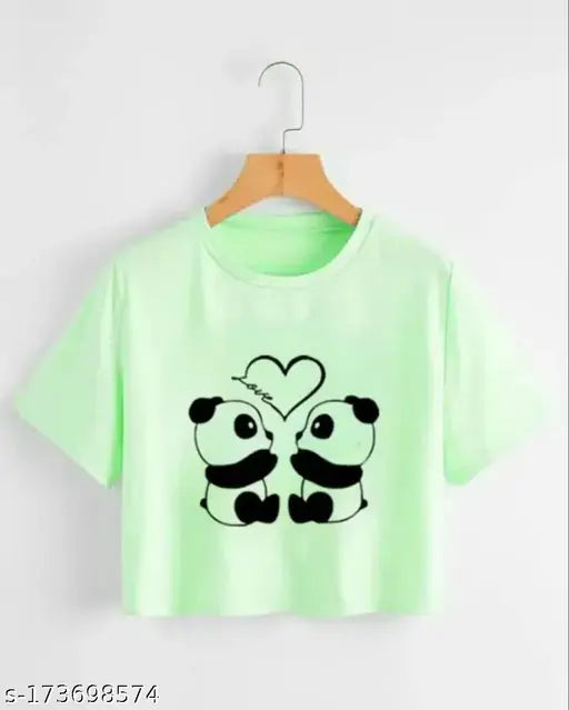 Cotton blend women's regular fit half sleeve round neck casual T-shirt with printed design, trendy and comfortable