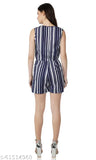 Ladies sleeveless polyester print net suitjumpsuit, vibrant stripe pattern for women's fashion, XL and XXL sizes available